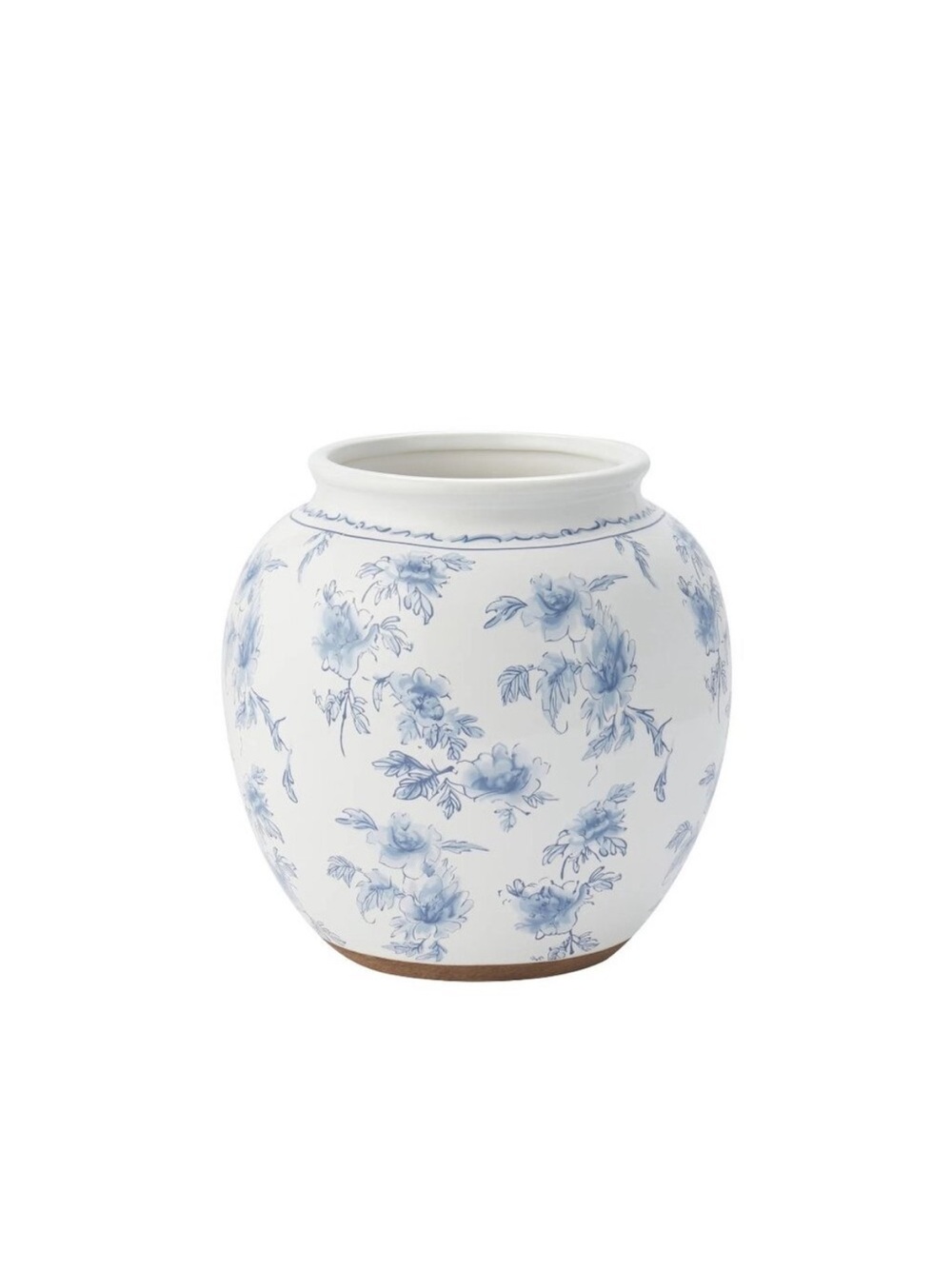 8" Blue  Floral Round Ceramic Vase - My Texas House x Walmart Back to College